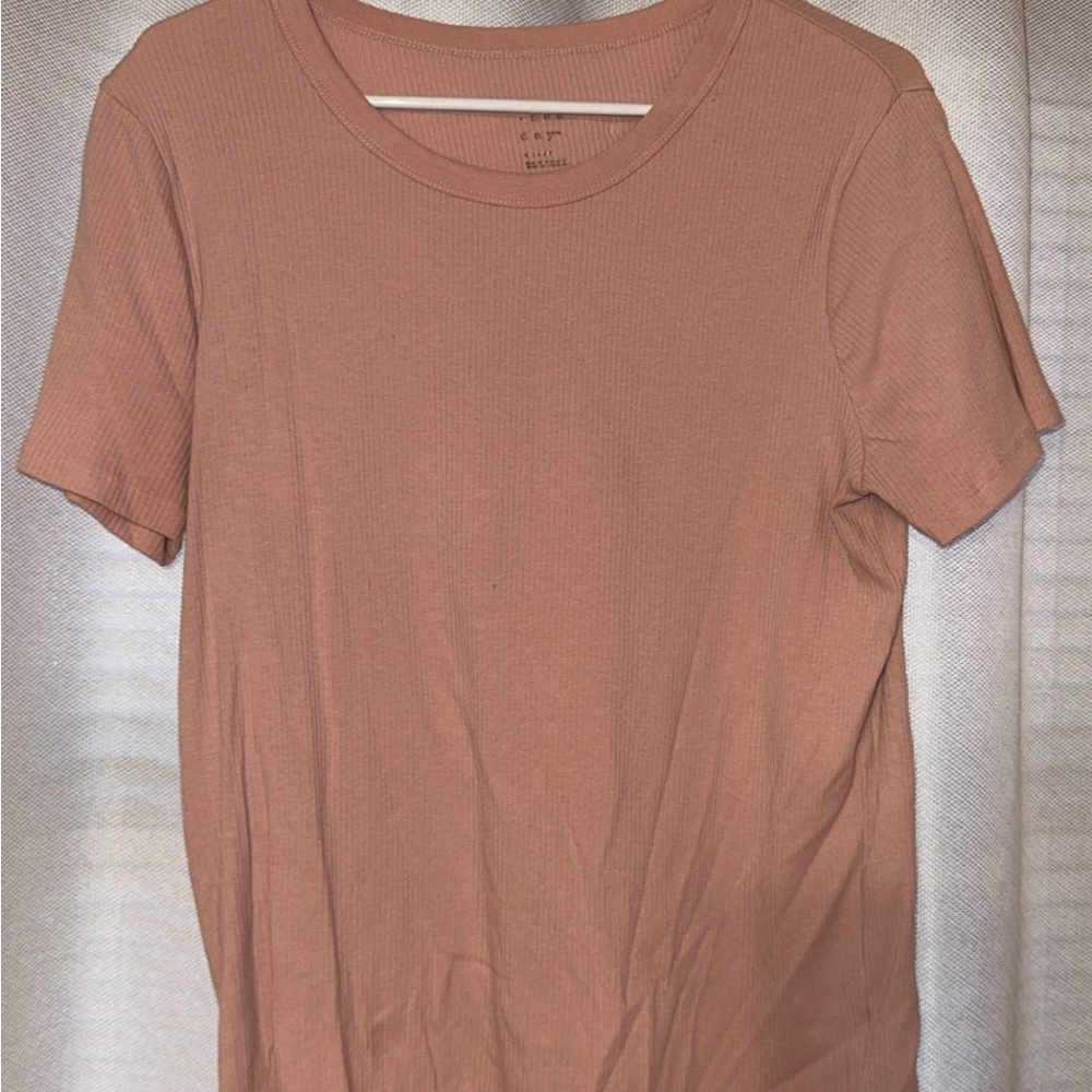 Ribbed Short Sleeve Top in Pink